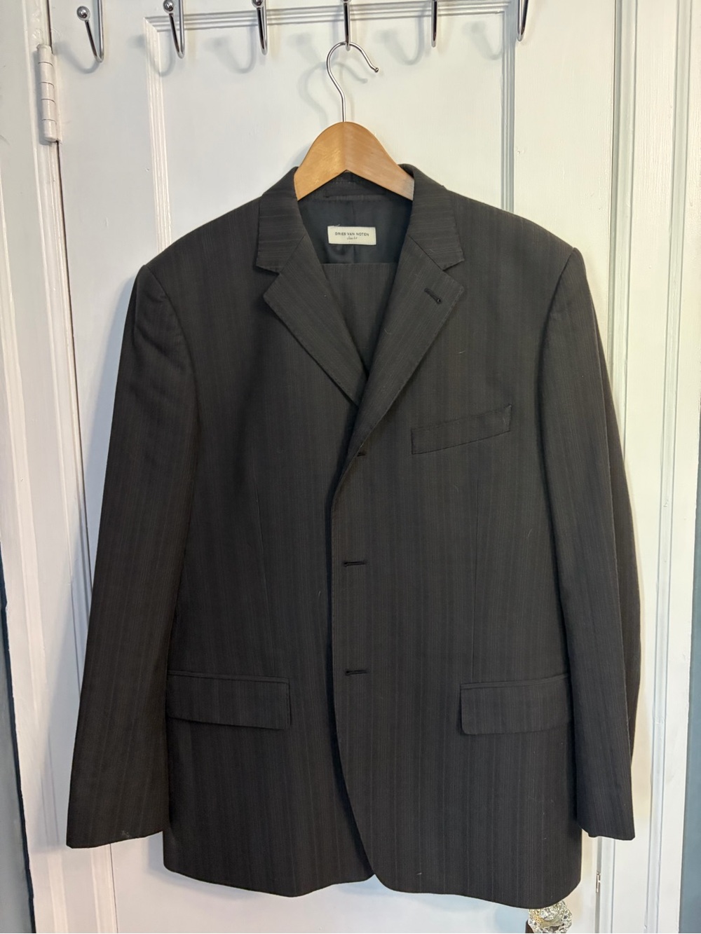 Dries Van Noten Black Pinstripe Single-Breasted Suit